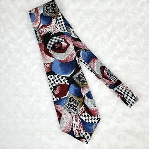 Montagu Abstract Silk Tie Blue Maroon